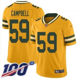 Green Bay Packers #59 De’Vondre Campbell Gold Youth Stitched NFL Limited Inverted Legend 100th Season Jersey