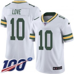 Packers #10 Jordan Love White Youth Stitched NFL 100th Season Vapor Untouchable Limited Jersey