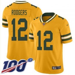 Packers #12 Aaron Rodgers Gold Youth Stitched NFL Limited Inverted Legend 100th Season Jersey