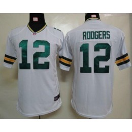 Packers #12 Aaron Rodgers White Youth Stitched NFL Elite Jersey