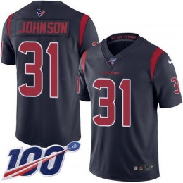 Houston Texans #31 David Johnson Navy Blue Youth Stitched NFL Limited Rush 100th Season Jersey