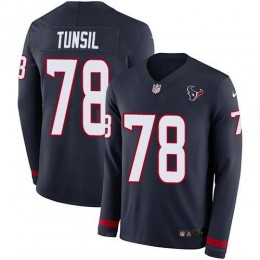 Houston Texans #78 Laremy Tunsil Navy Blue Team Color Youth Stitched NFL Limited Therma Long Sleeve Jersey