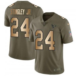 Texans #24 Derek Stingley Jr. Olive/Gold Youth Stitched NFL Limited 2017 Salute To Service Jersey