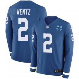 Indianapolis Indianapolis Colts #2 Carson Wentz Royal Blue Team Color Youth Stitched NFL Limited Therma Long Sleeve Jersey