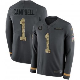 Colts #1 Parris Campbell Anthracite Salute To Service Youth Stitched NFL Limited Therma Long Sleeve Jersey