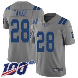 Colts #28 Jonathan Taylor Gray Youth Stitched NFL Limited Inverted Legend 100th Season Jersey