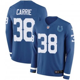 Indianapolis Colts #38 T.J. Carrie Royal Blue Team Color Youth Stitched NFL Limited Therma Long Sleeve Jersey
