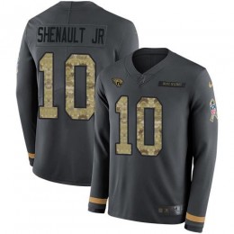 Jacksonville Jaguars #10 Laviska Shenault Jr. Anthracite Salute to Service Youth Stitched NFL Limited Therma Long Sleeve Jersey