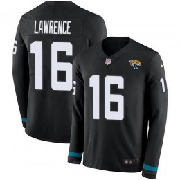 Jaguars #16 Trevor Lawrence Black Team Color Youth Stitched NFL Limited Therma Long Sleeve Jersey