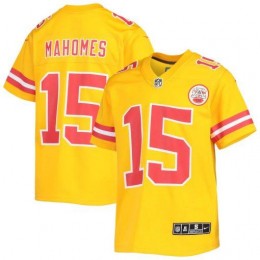Kansas City Chiefs 15 Patrick Mahomes Youth Gold Inverted Team Game Jersey
