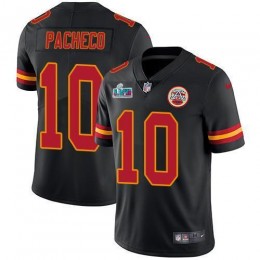 Chiefs #10 Isiah Pacheco Black Super Bowl LVII Patch Youth Stitched NFL Limited Rush Jersey