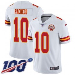 Chiefs #10 Isiah Pacheco White Youth Stitched NFL 100th Season Vapor Limited Jersey