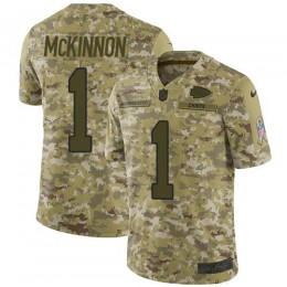 Chiefs #1 Jerick McKinnon Camo Youth Stitched NFL Limited 2018 Salute To Service Jersey