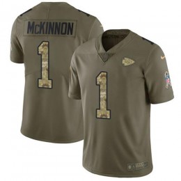 Chiefs #1 Jerick McKinnon Olive/Camo Youth Stitched NFL Limited 2017 Salute To Service Jersey