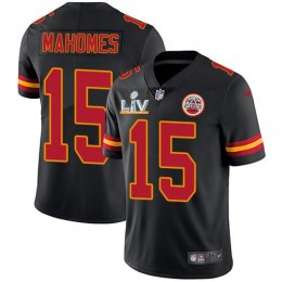 Chiefs #15 Patrick Mahomes Black Youth Super Bowl LV Bound Stitched NFL Limited Rush Jersey