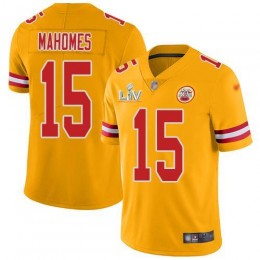 Chiefs #15 Patrick Mahomes Gold Youth Super Bowl LV Bound Stitched NFL Limited Inverted Legend Jersey