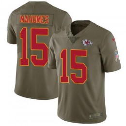 Chiefs #15 Patrick Mahomes Olive Youth Stitched NFL Limited 2017 Salute To Service Jersey