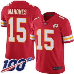 Chiefs #15 Patrick Mahomes Red Team Color Youth Stitched NFL 100th Season Vapor Limited Jersey
