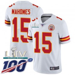 Chiefs #15 Patrick Mahomes White Super Bowl LIV 2020 Youth Stitched NFL 100th Season Vapor Untouchable Limited Jersey