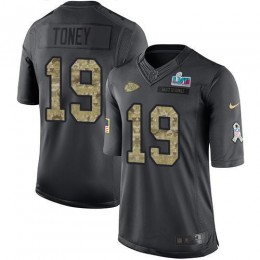 Chiefs #19 Kadarius Toney Black Super Bowl LVII Patch Youth Stitched NFL Limited 2016 Salute To Service Jersey