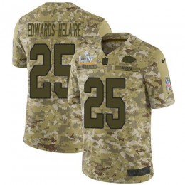 Chiefs #25 Clyde Edwards-Helaire Camo Youth Super Bowl LV Bound Stitched NFL Limited 2018 Salute To Service Jersey