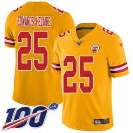 Chiefs #25 Clyde Edwards-Helaire Gold Youth Stitched NFL Limited Inverted Legend 100th Season Jersey