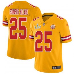 Chiefs #25 Clyde Edwards-Helaire Gold Youth Super Bowl LV Bound Stitched NFL Limited Inverted Legend Jersey