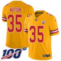 Chiefs #35 Jaylen Watson Gold Youth Stitched NFL Limited Inverted Legend 100th Season Jersey