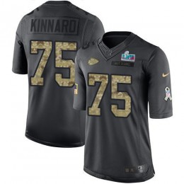 Chiefs #75 Darian Kinnard Black Super Bowl LVII Patch Youth Stitched NFL Limited 2016 Salute To Service Jersey