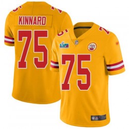Chiefs #75 Darian Kinnard Gold Super Bowl LVII Patch Youth Stitched NFL Limited Inverted Legend Jersey