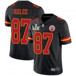 Chiefs #87 Travis Kelce Black Youth Super Bowl LV Bound Stitched NFL Limited Rush Jersey