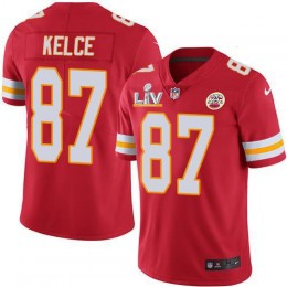 Chiefs #87 Travis Kelce Red Team Color Youth Super Bowl LV Bound Stitched NFL Vapor Untouchable Limited Jersey