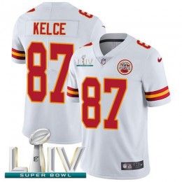 Chiefs #87 Travis Kelce White Super Bowl LIV 2020 Youth Stitched NFL Vapor Untouchable Limited Jersey