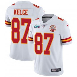 Chiefs #87 Travis Kelce White Super Bowl LVII Patch Youth Stitched NFL Vapor Untouchable Limited Jersey