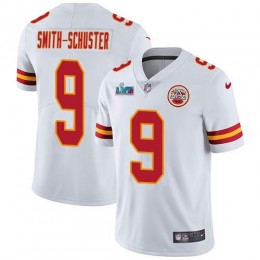Chiefs #9 JuJu Smith-Schuster White Super Bowl LVII Patch Youth Stitched NFL Vapor Untouchable Limited Jersey