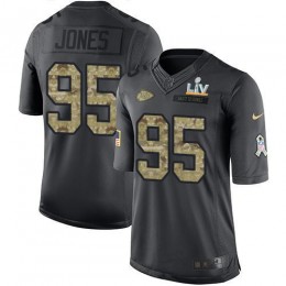 Chiefs #95 Chris Jones Black Youth Super Bowl LV Bound Stitched NFL Limited 2016 Salute To Service Jersey