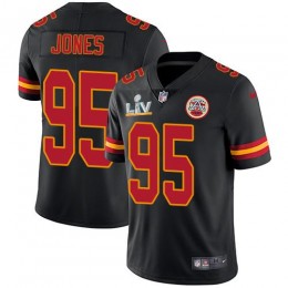 Chiefs #95 Chris Jones Black Youth Super Bowl LV Bound Stitched NFL Limited Rush Jersey