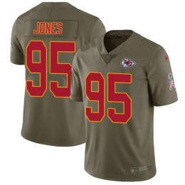 Chiefs #95 Chris Jones Olive Youth Stitched NFL Limited 2017 Salute To Service Jersey