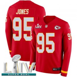 Chiefs #95 Chris Jones Red Super Bowl LIV 2020 Team Color Youth Stitched NFL Limited Therma Long Sleeve Jersey