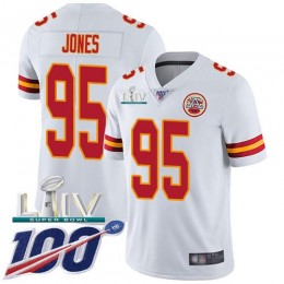 Chiefs #95 Chris Jones White Super Bowl LIV 2020 Youth Stitched NFL 100th Season Vapor Untouchable Limited Jersey