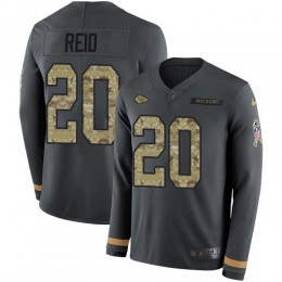 Kansas City Chiefs #20 Justin Reid Anthracite Salute to Service Youth Stitched NFL Limited Therma Long Sleeve Jersey