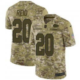 Kansas City Chiefs #20 Justin Reid Camo Youth Stitched NFL Limited 2018 Salute To Service Jersey