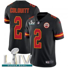 Kansas City Chiefs #2 Dustin Colquitt Black Super Bowl LIV 2020 Youth Stitched NFL Limited Rush Jersey