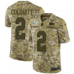 Kansas City Chiefs #2 Dustin Colquitt Camo Youth Super Bowl LV Bound Stitched NFL Limited 2018 Salute To Service Jersey