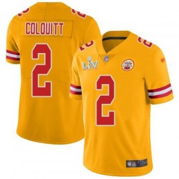 Kansas City Chiefs #2 Dustin Colquitt Gold Youth Super Bowl LV Bound Stitched NFL Limited Inverted Legend Jersey