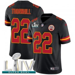 Kansas City Chiefs #22 Juan Thornhill Black Super Bowl LIV 2020 Youth Stitched NFL Limited Rush Jersey