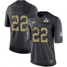 Kansas City Chiefs #22 Juan Thornhill Black Youth Super Bowl LV Bound Stitched NFL Limited 2016 Salute to Service Jersey