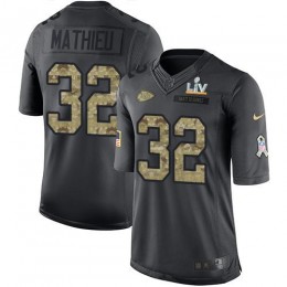 Kansas City Chiefs #32 Tyrann Mathieu Black Youth Super Bowl LV Bound Stitched NFL Limited 2016 Salute to Service Jersey