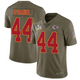 Kansas City Chiefs #44 Dorian O’Daniel Olive Youth Super Bowl LV Bound Stitched NFL Limited 2017 Salute To Service Jersey