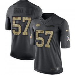 Kansas City Chiefs #57 Orlando Brown Jr. Black Youth Stitched NFL Limited 2016 Salute to Service Jersey